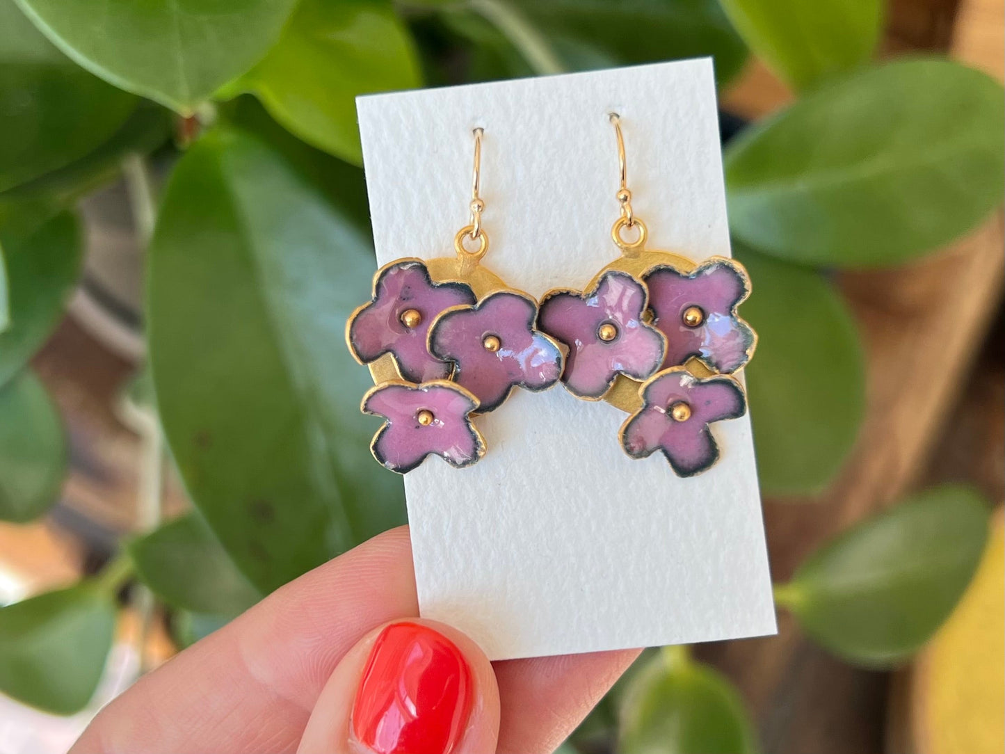 Triple Flower Earrings - Pink