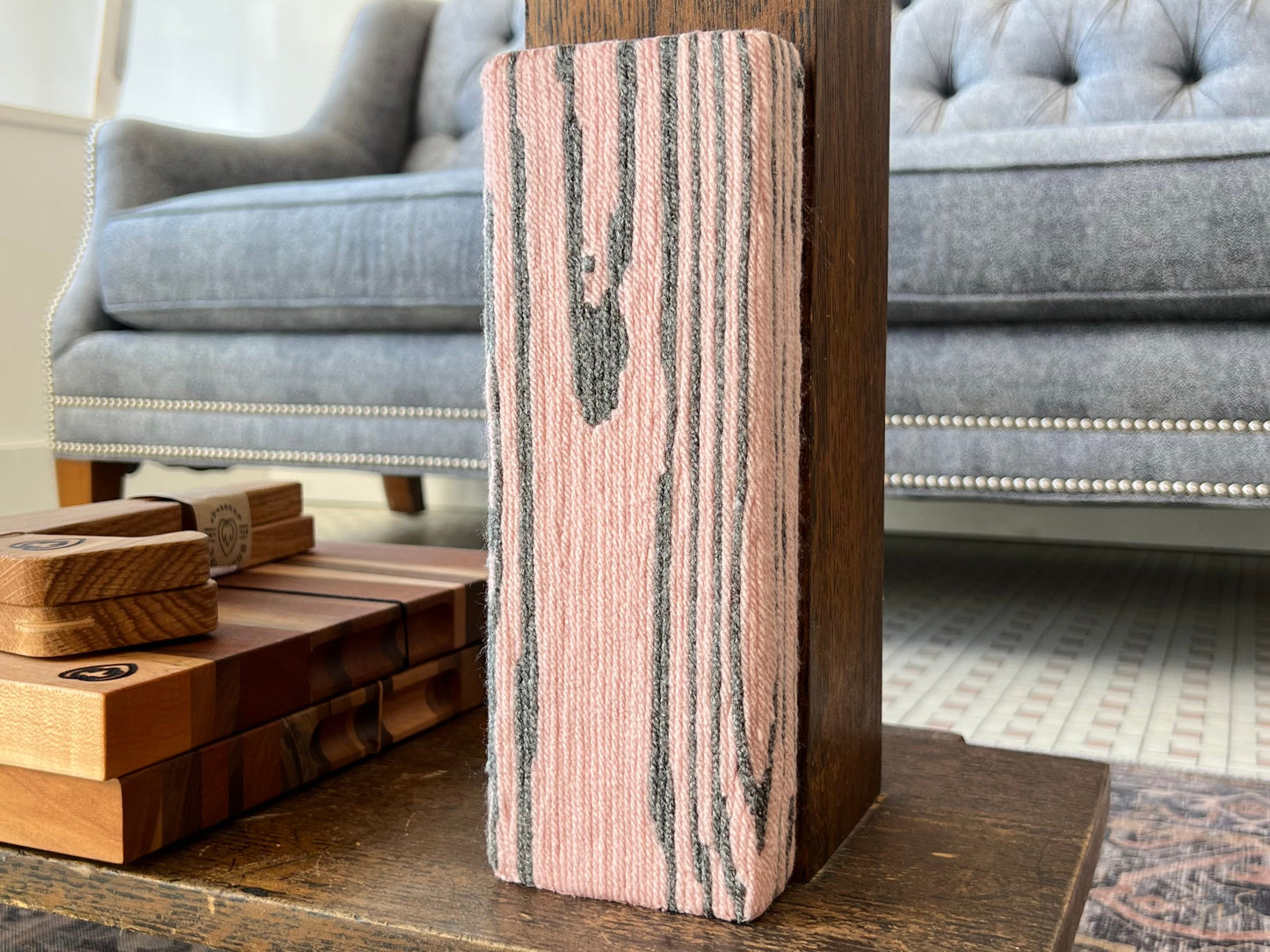 Block Print - Pewter & Blush