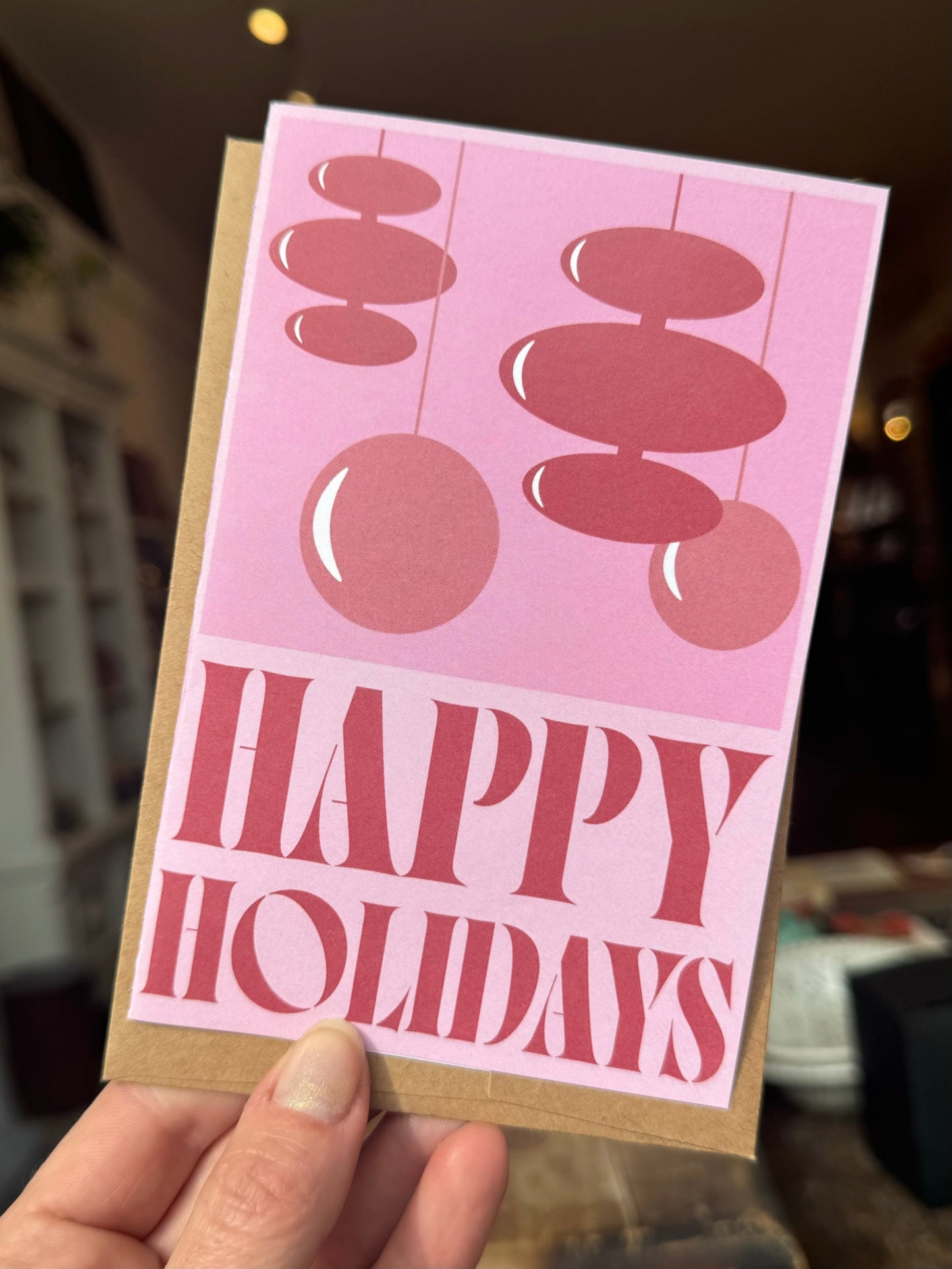 Pink Happy Holidays Greeting Card