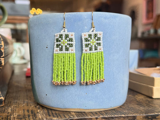 Quilt Block Earrings - Green