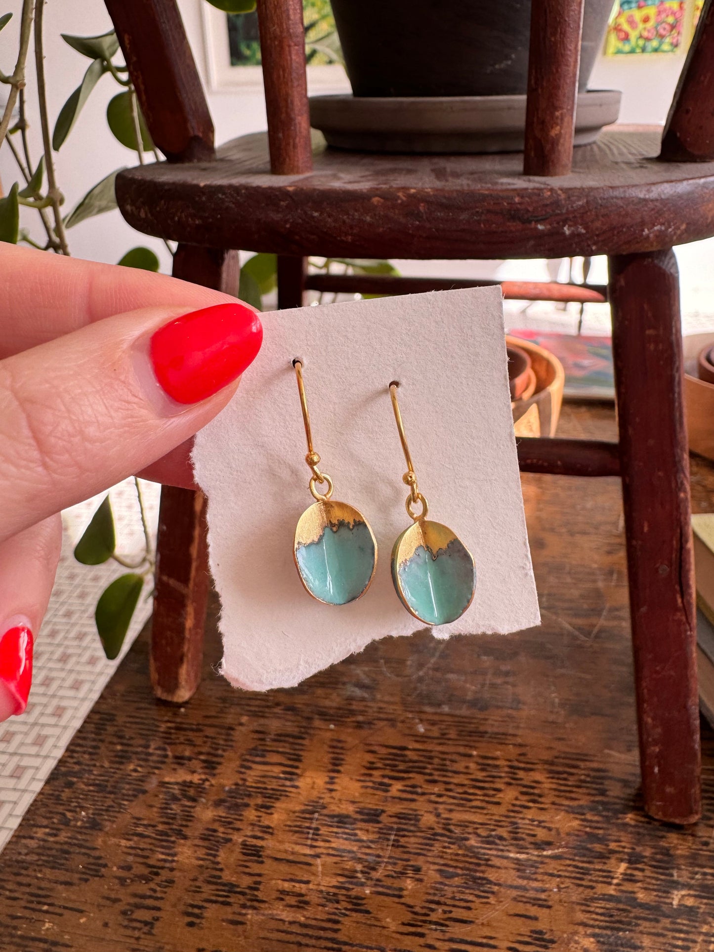 Architectural Sphere Earrings - Turquoise