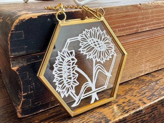 Mini Hanging Paper Cut - Sunflower