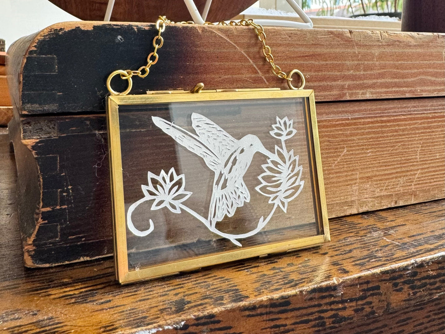 Mini Hanging Paper Cut - Hummingbird