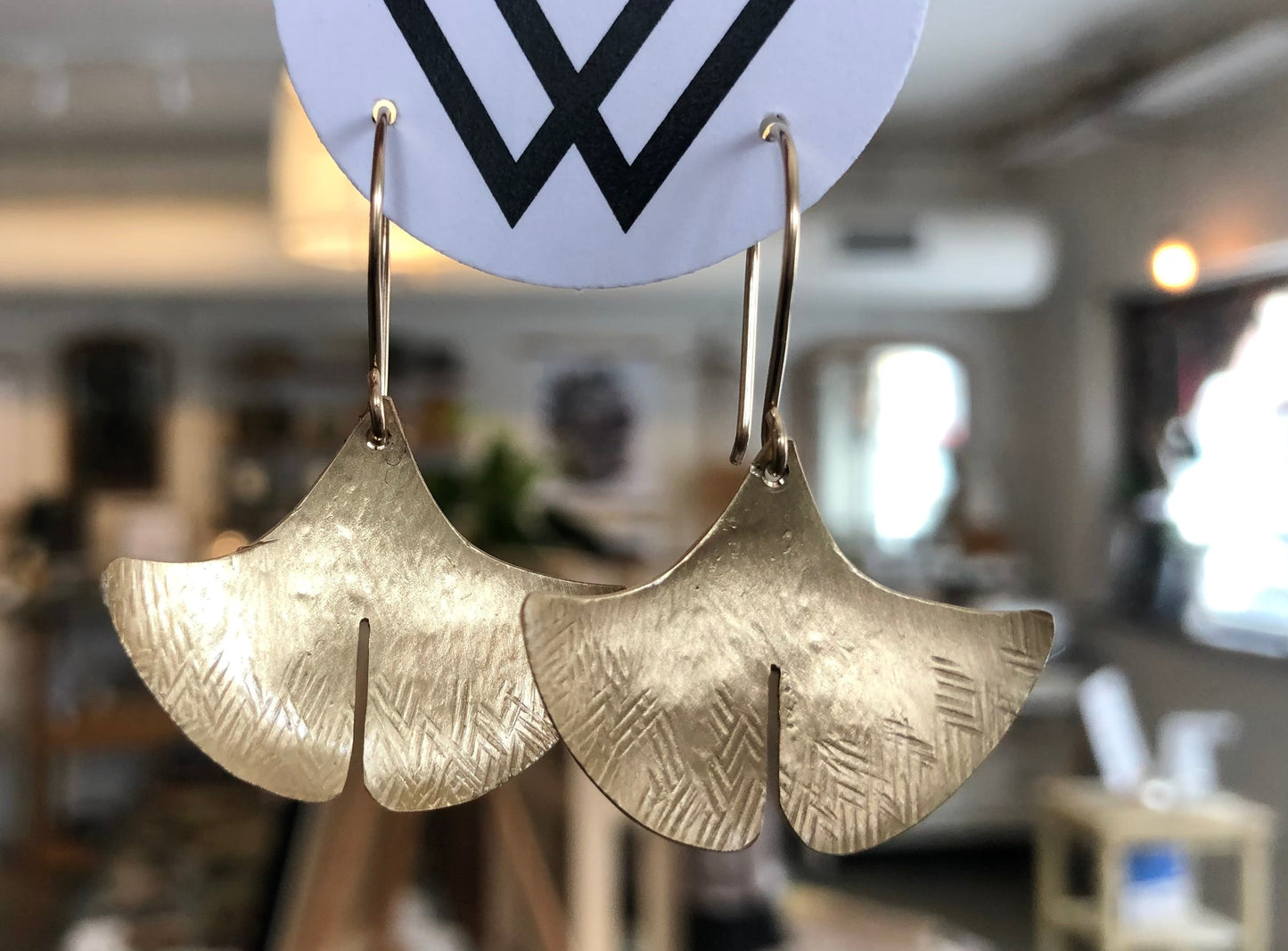 Brass Ginkgo Earrings