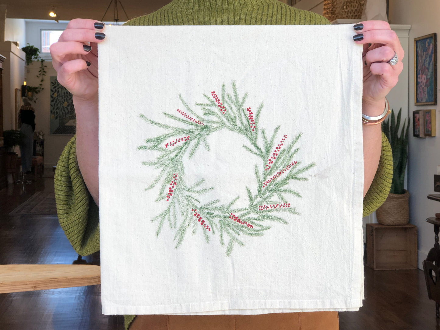 Winter Wreath Flour Sack Towel