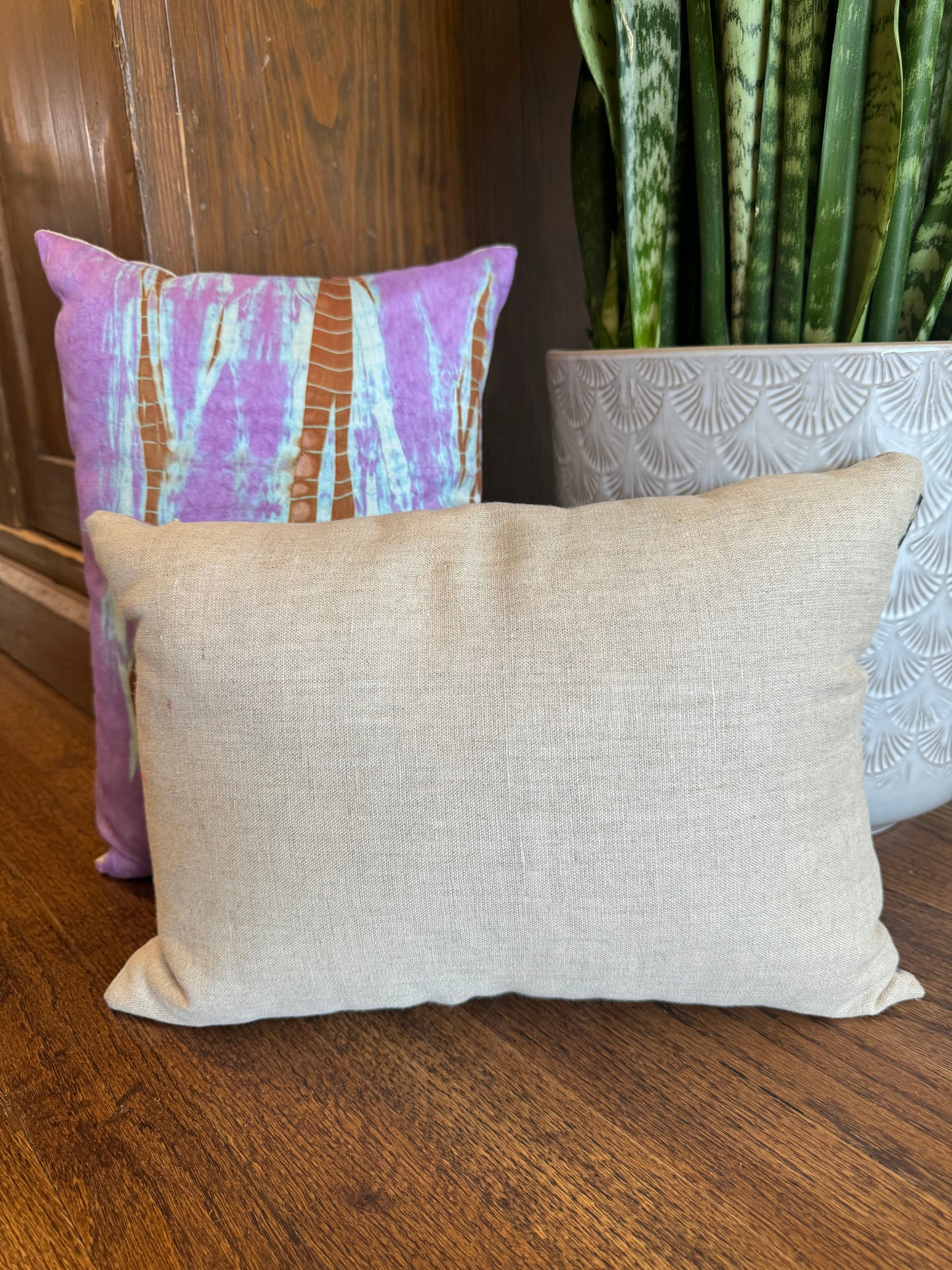 Hand Dyed Silk Pillow - Lilac and Gold