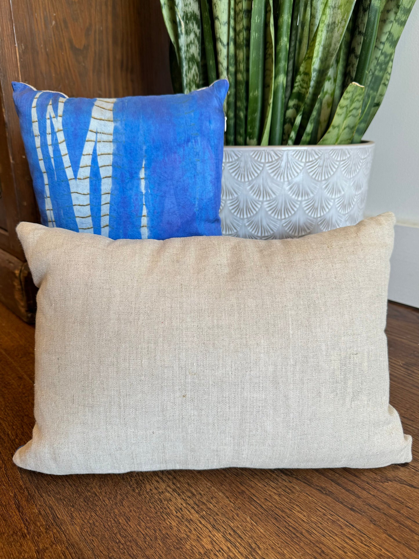 Hand Dyed Silk Pillow - Ocean Blue