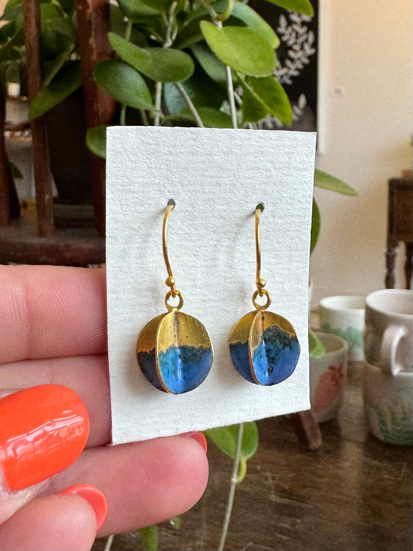 Architectural Sphere Earrings - Denim