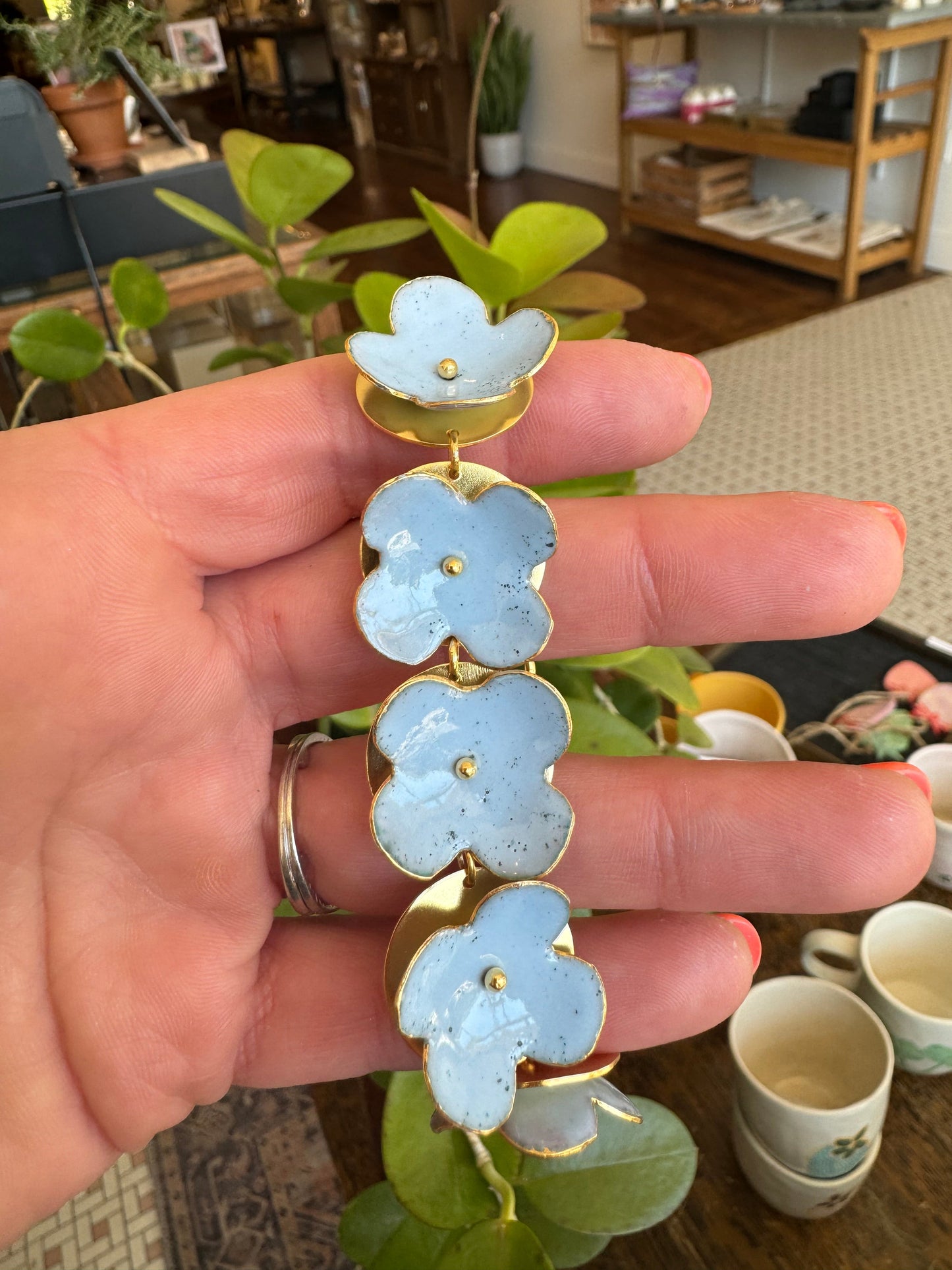Enamel Flower Bracelet - Denim
