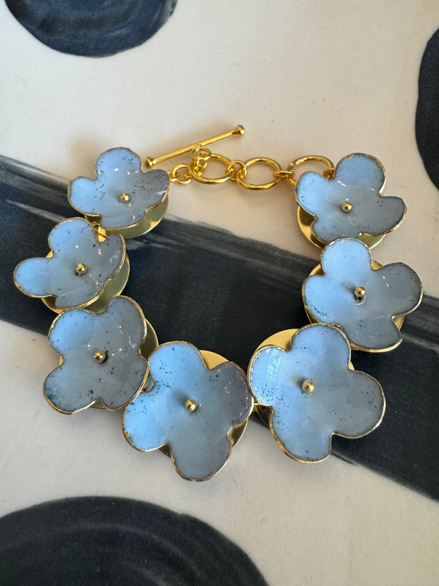 Enamel Flower Bracelet - Denim
