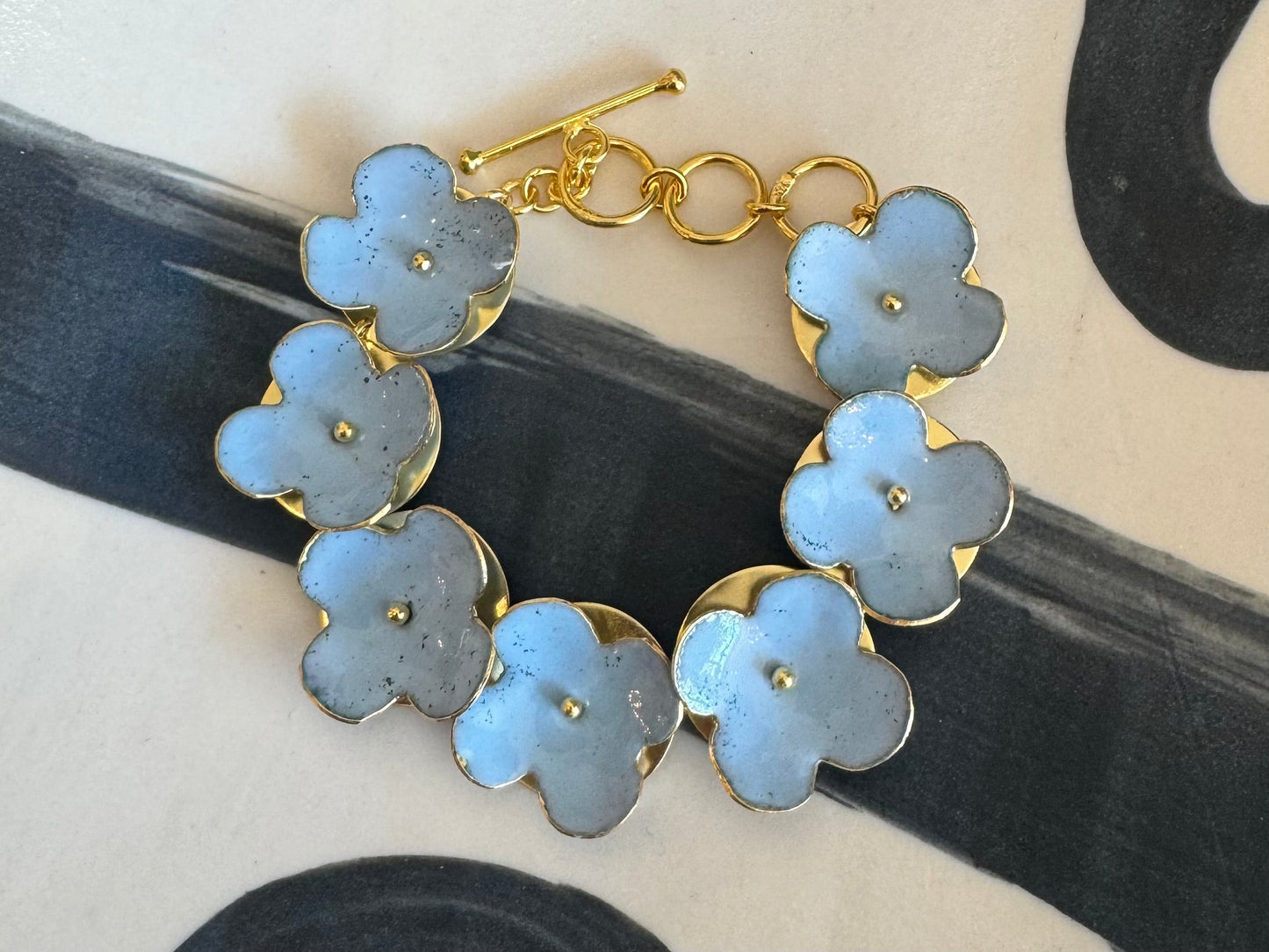 Enamel Flower Bracelet - Denim
