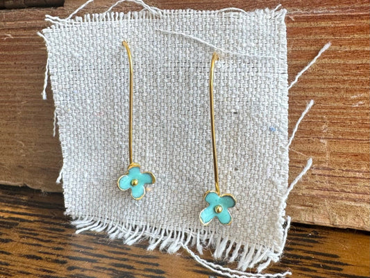 Enamel Flower Earrings - XS Turqouise