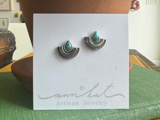 Turquoise Shield Post Earrings