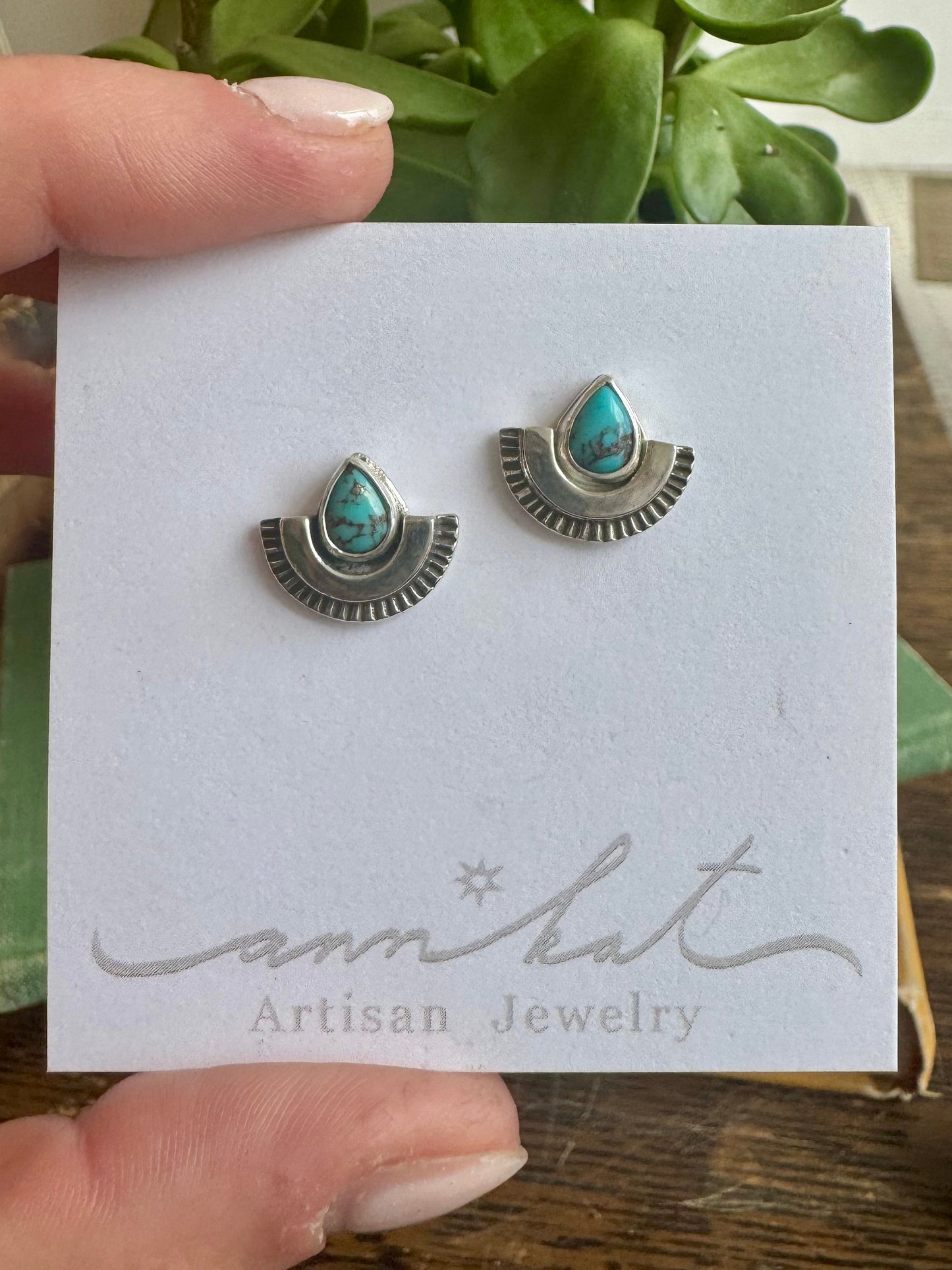 Turquoise Shield Post Earrings