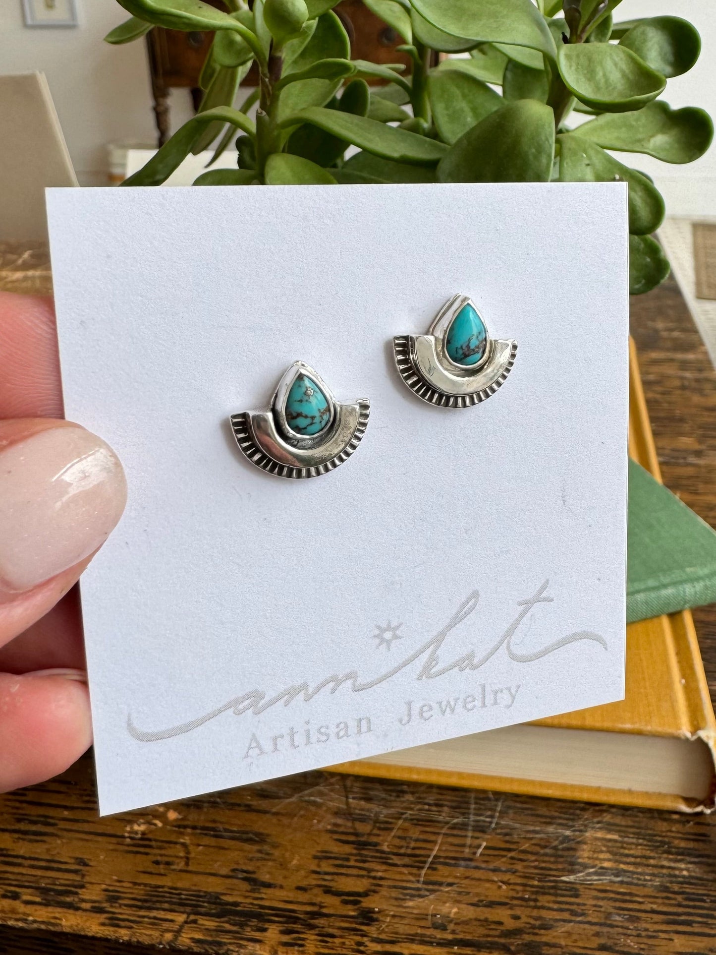 Turquoise Shield Post Earrings