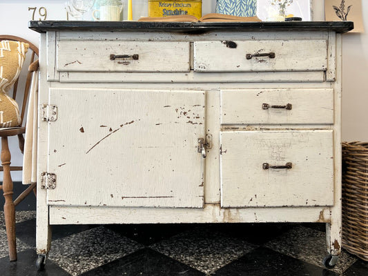 Hoosier Cabinet Base with White Enamel Top